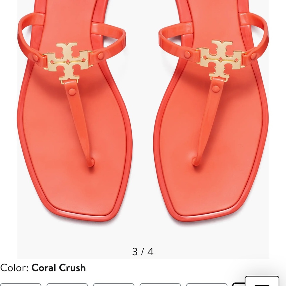 Tory Burch Pink and Orange Sandals with T-Strap Design with Box